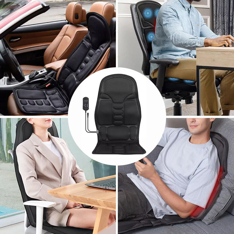 8 Modes Massage Cushion Full Back Car Chair-Seat Pad Mat Neck Heat Massager UK