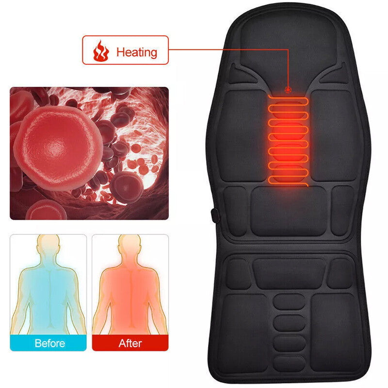 8 Modes Massage Cushion Full Back Car Chair-Seat Pad Mat Neck Heat Massager UK