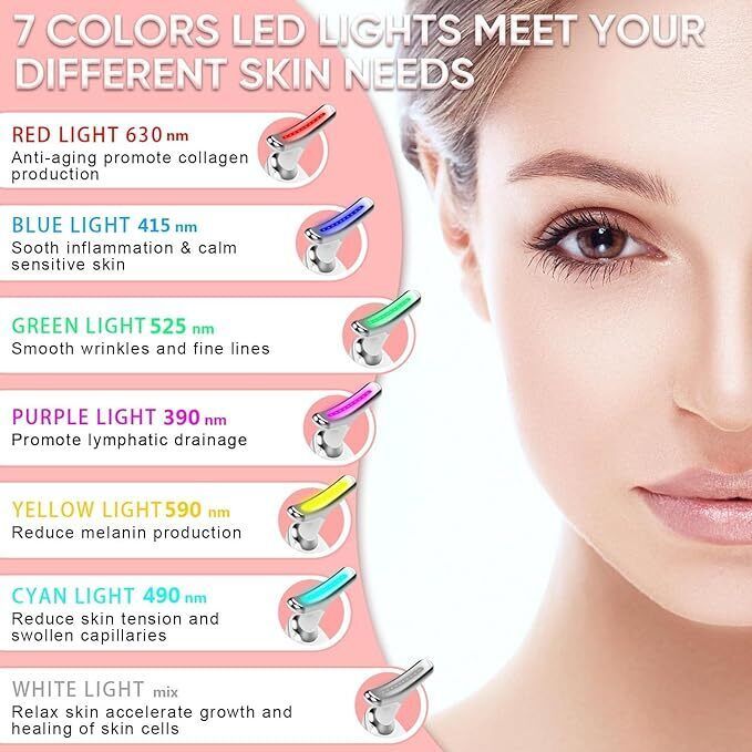 7 Colours Neck Face Lifting Massager Skin Tighten Device LED Anti Wrinkle Beauty