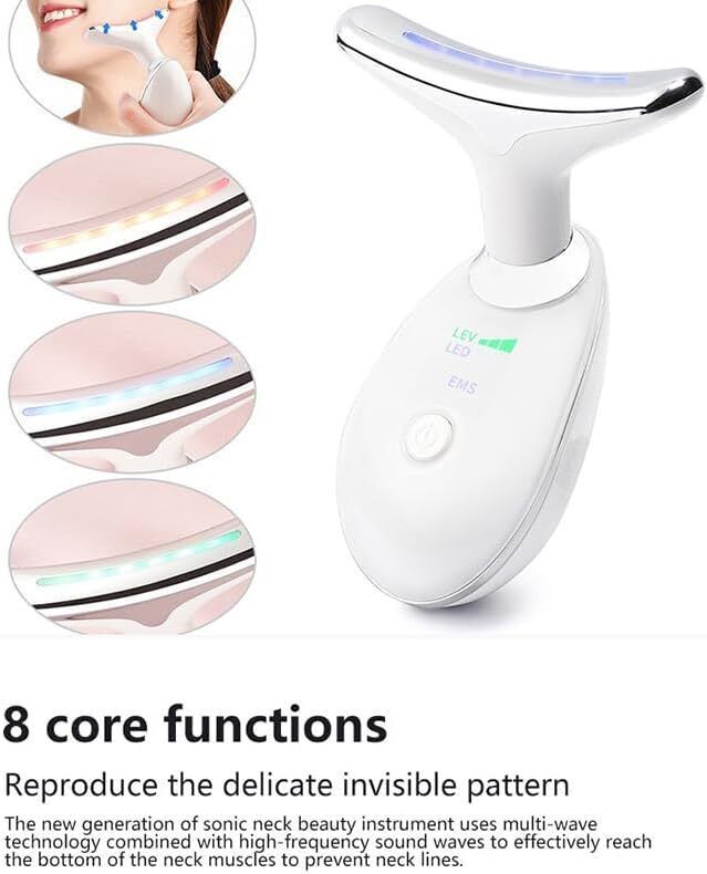 7 Colours Neck Face Lifting Massager Skin Tighten Device LED Anti Wrinkle Beauty