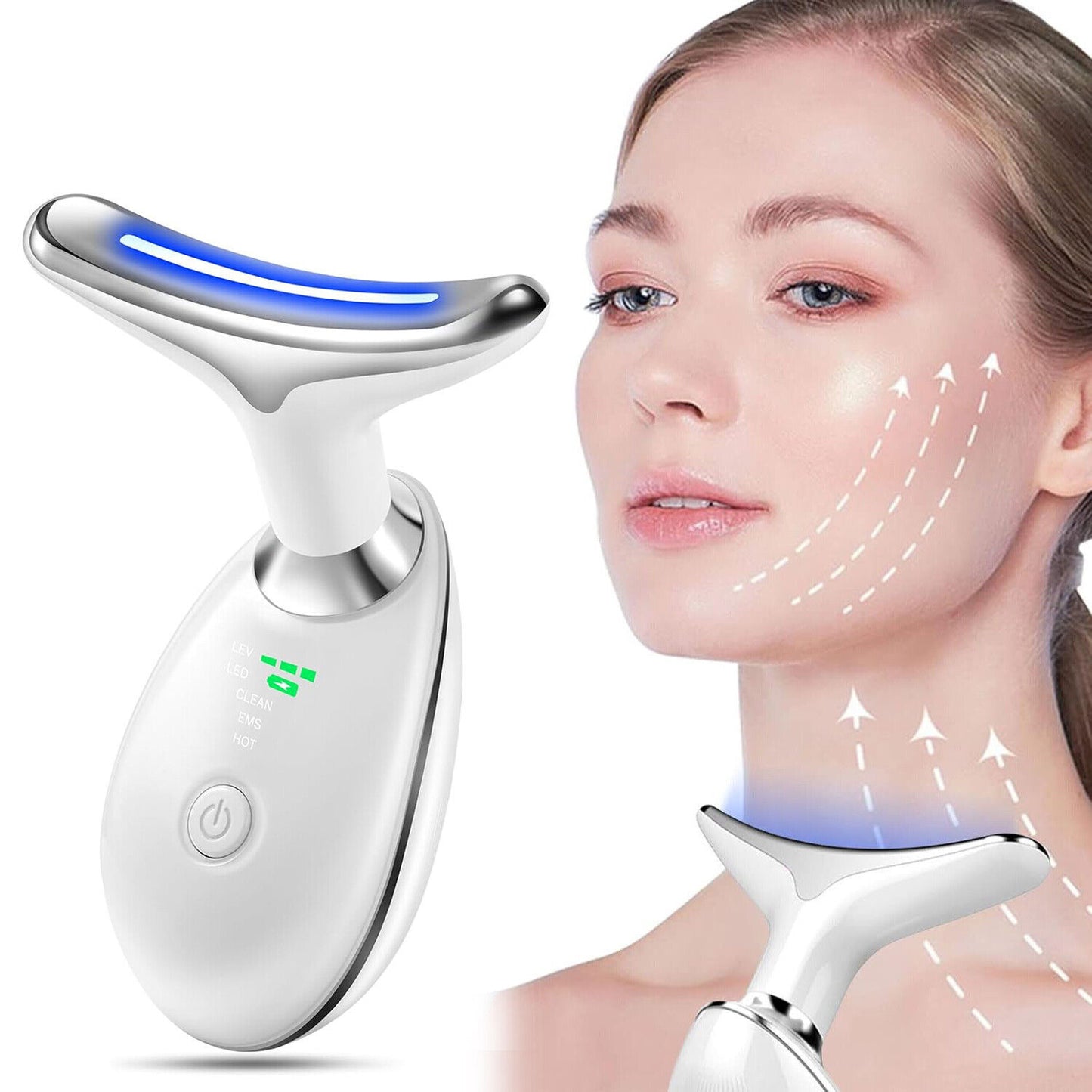 7 Colours Neck Face Lifting Massager Skin Tighten Device LED Anti Wrinkle Beauty
