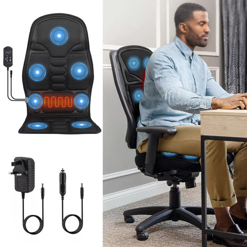 8 Modes Massage Cushion Full Back Car Chair-Seat Pad Mat Neck Heat Massager UK
