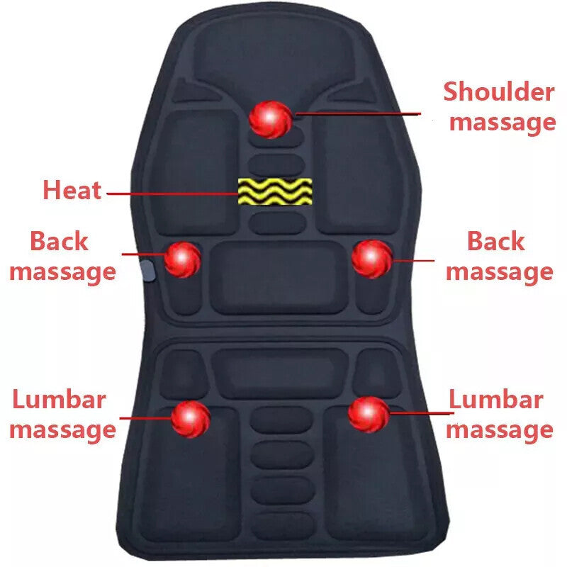 8 Modes Massage Cushion Full Back Car Chair-Seat Pad Mat Neck Heat Massager UK