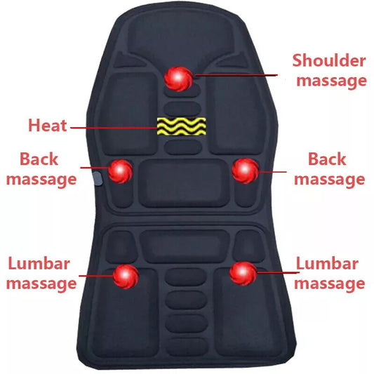 8 Modes Massage Cushion Full Back Car Chair-Seat Pad Mat Neck Heat Massager UK