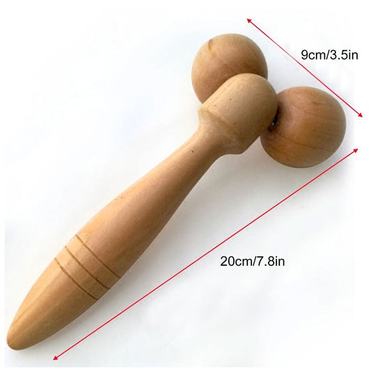 Wooden Facial Massager, Chicken Wings, Wooden Roller, Pull-wheel Type Face-lifting Facial